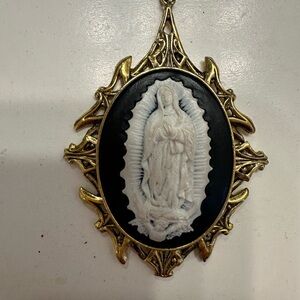 Virgins Saints & Angels Gold and Black Filigree Necklace